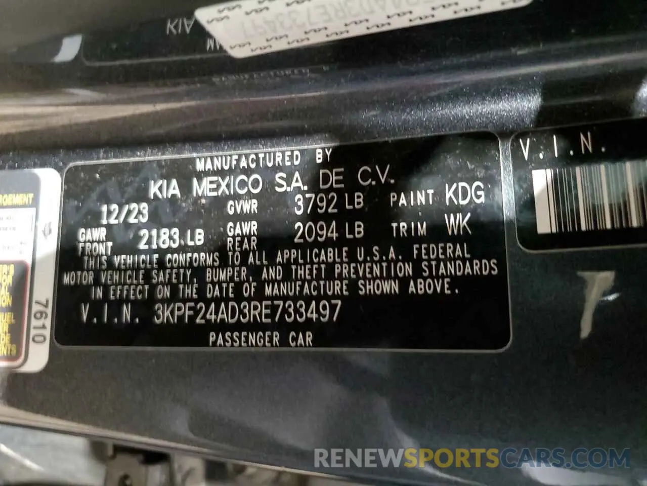 14 Фотография поврежденного автомобиля 3KPF24AD3RE733497 KIA FORTE 2024