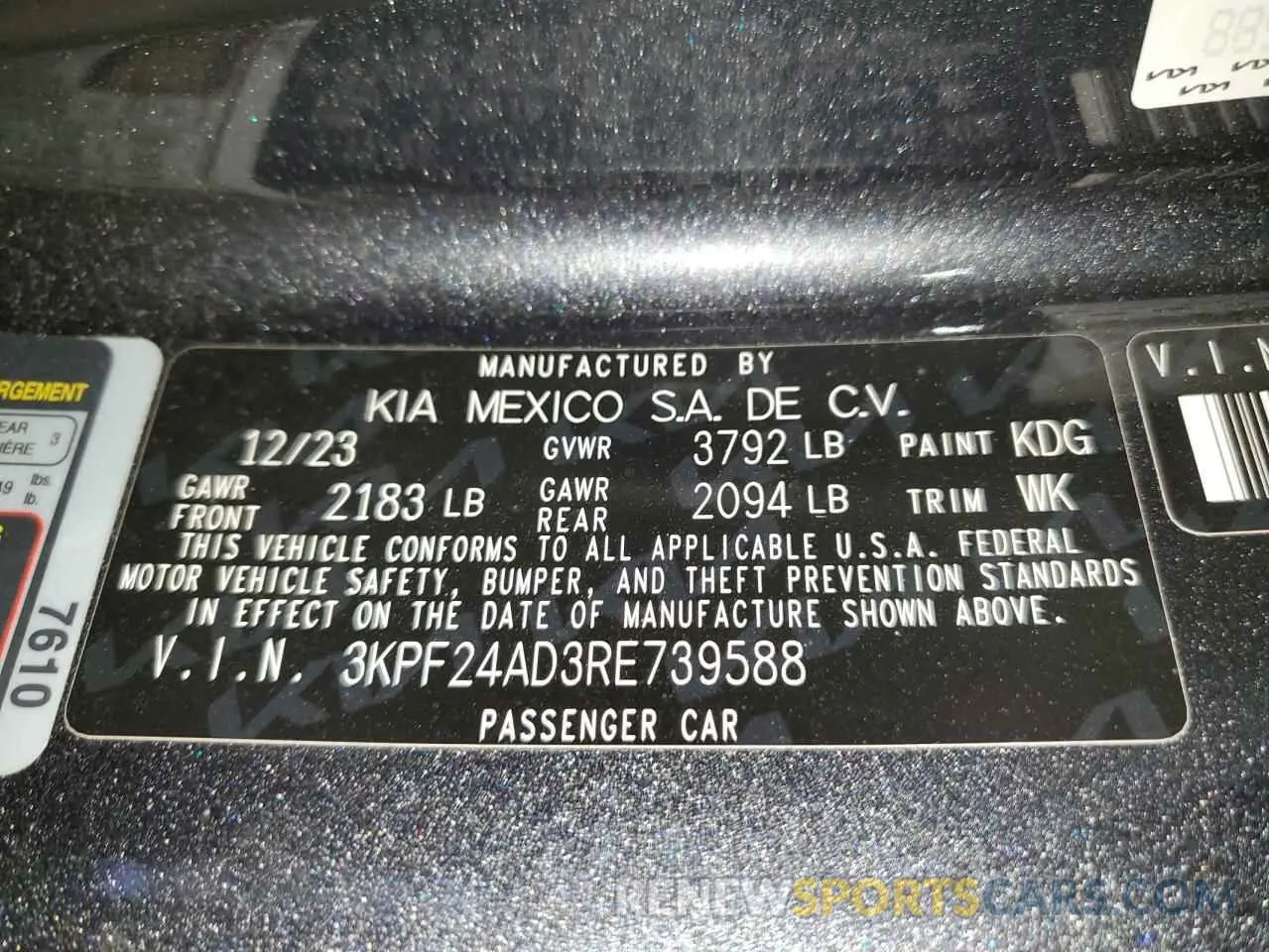13 Photograph of a damaged car 3KPF24AD3RE739588 KIA FORTE 2024