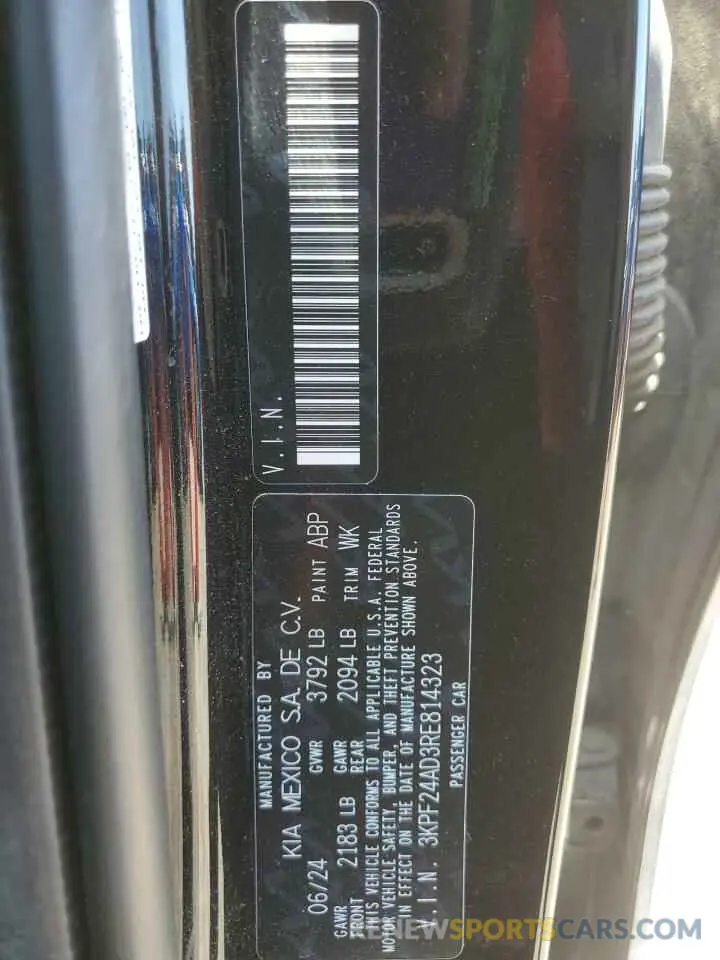 12 Photograph of a damaged car 3KPF24AD3RE814323 KIA FORTE 2024