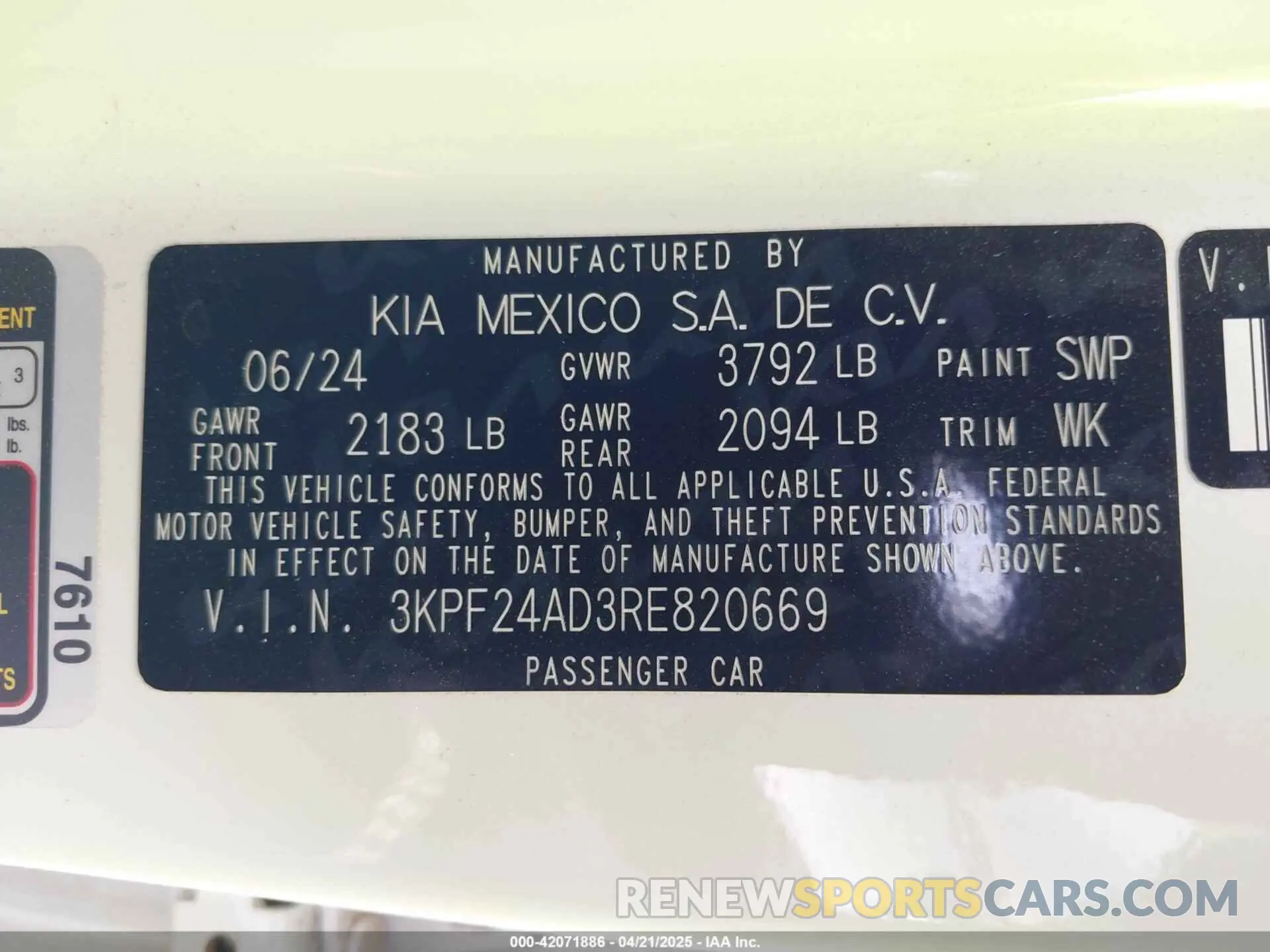 9 Фотография поврежденного автомобиля 3KPF24AD3RE820669 KIA FORTE 2024