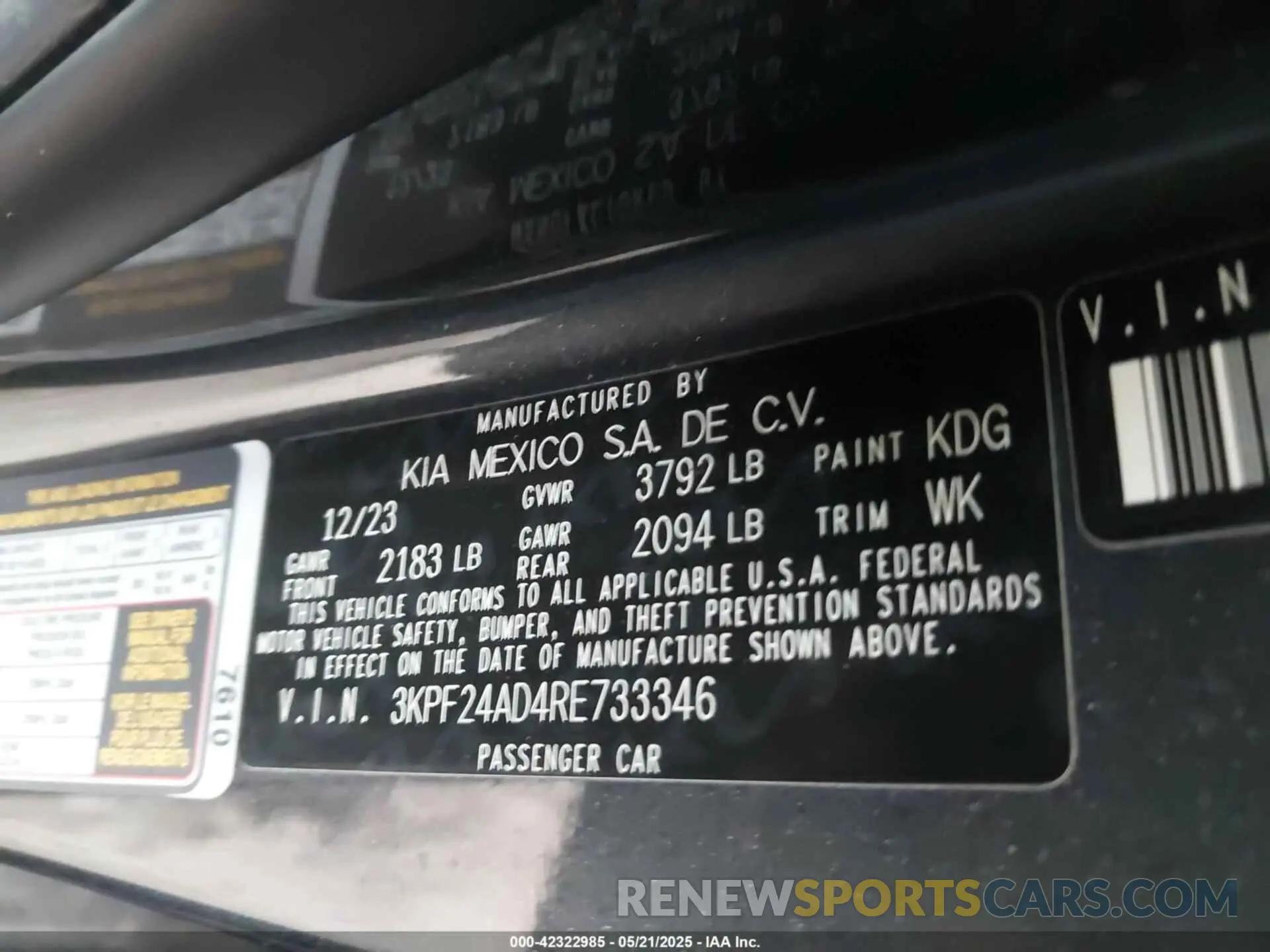 9 Photograph of a damaged car 3KPF24AD4RE733346 KIA FORTE 2024