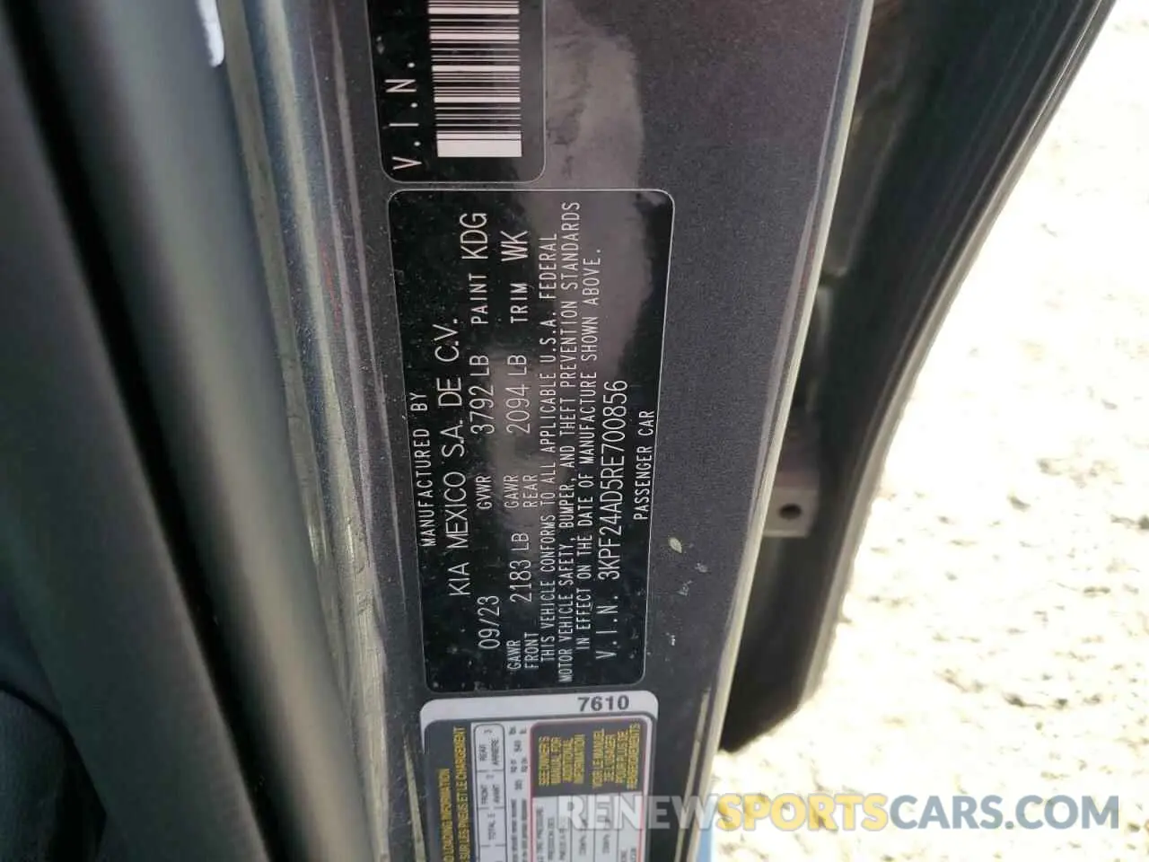 12 Photograph of a damaged car 3KPF24AD5RE700856 KIA FORTE 2024