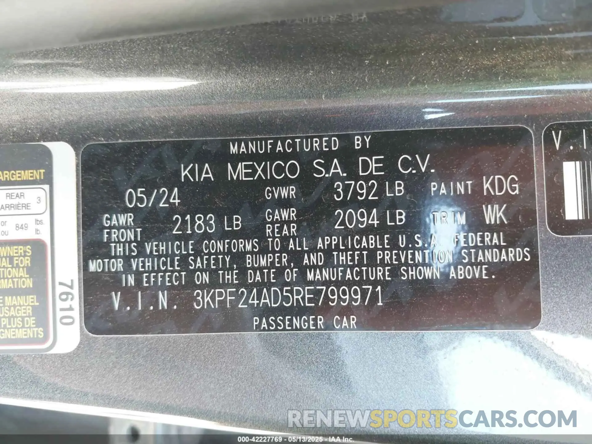 9 Фотография поврежденного автомобиля 3KPF24AD5RE799971 KIA FORTE 2024
