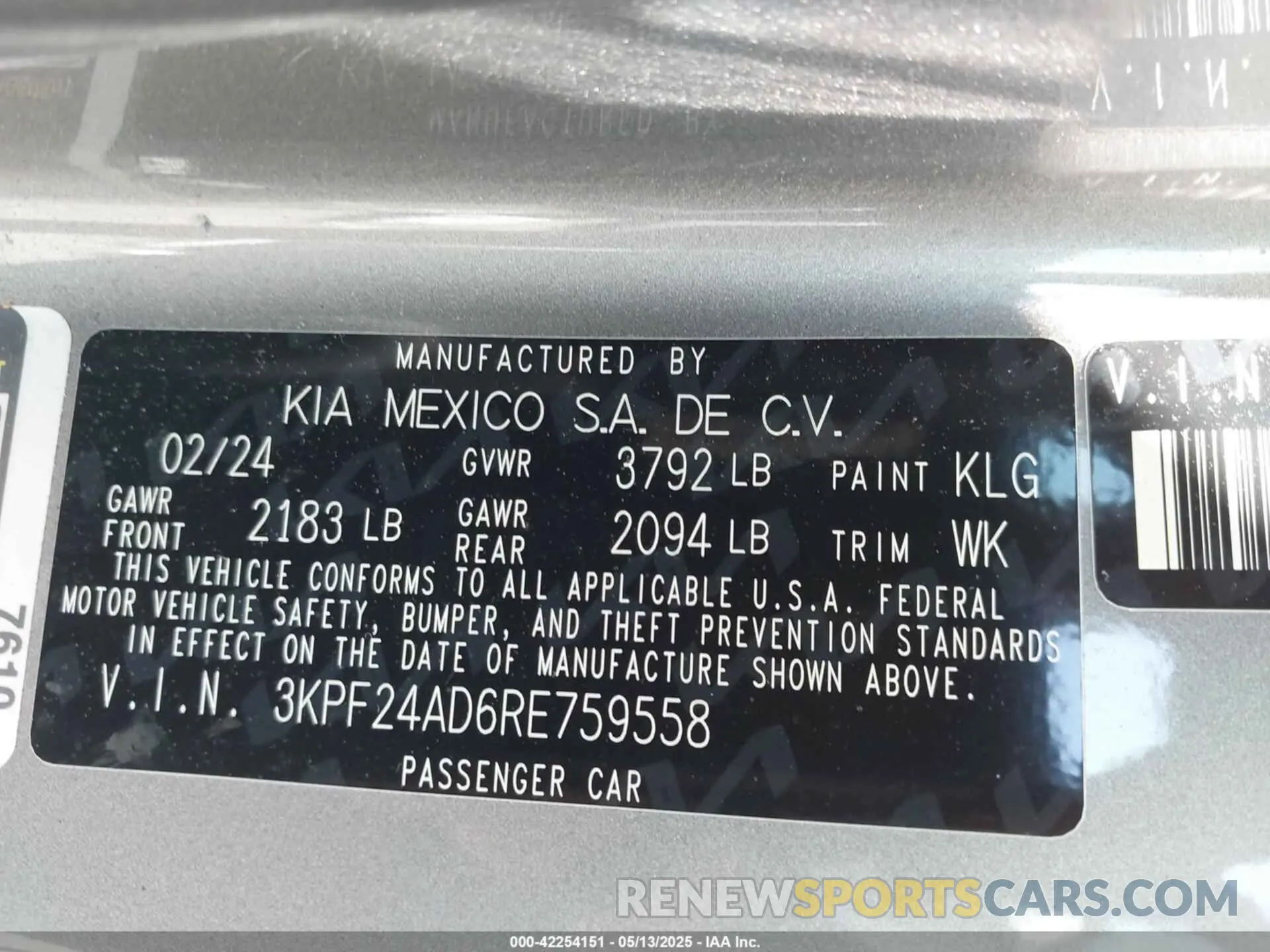 9 Фотография поврежденного автомобиля 3KPF24AD6RE759558 KIA FORTE 2024