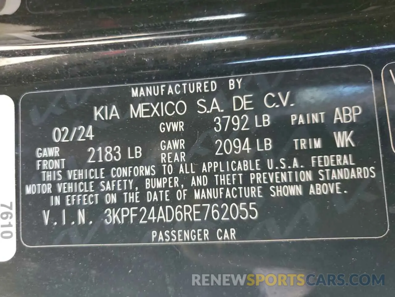 13 Photograph of a damaged car 3KPF24AD6RE762055 KIA FORTE 2024