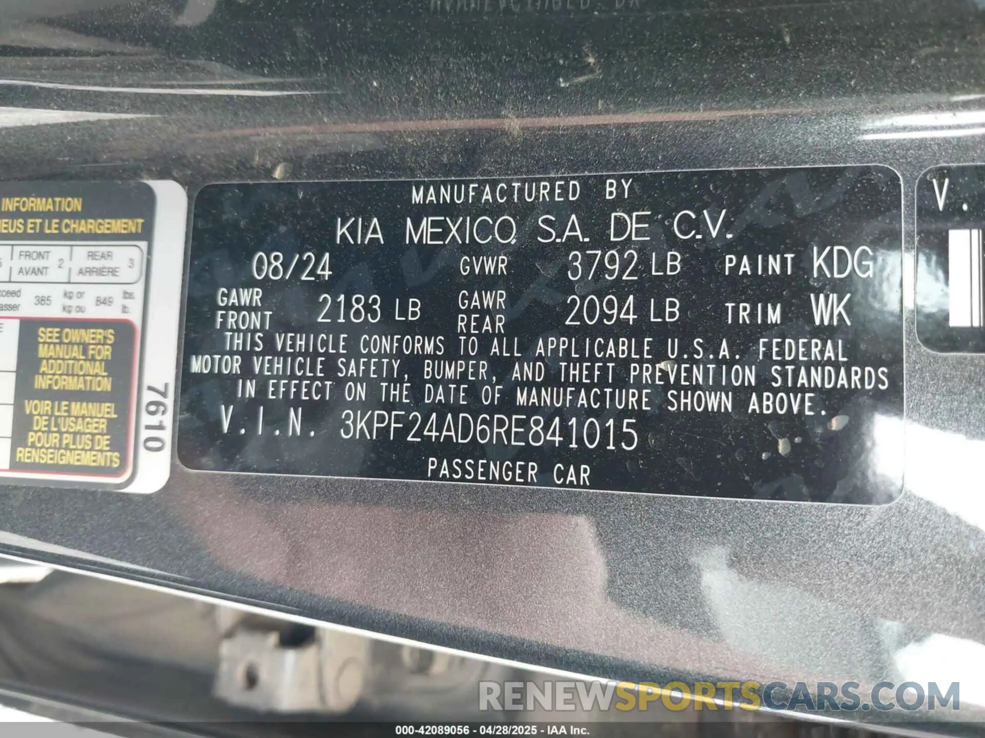 9 Photograph of a damaged car 3KPF24AD6RE841015 KIA FORTE 2024
