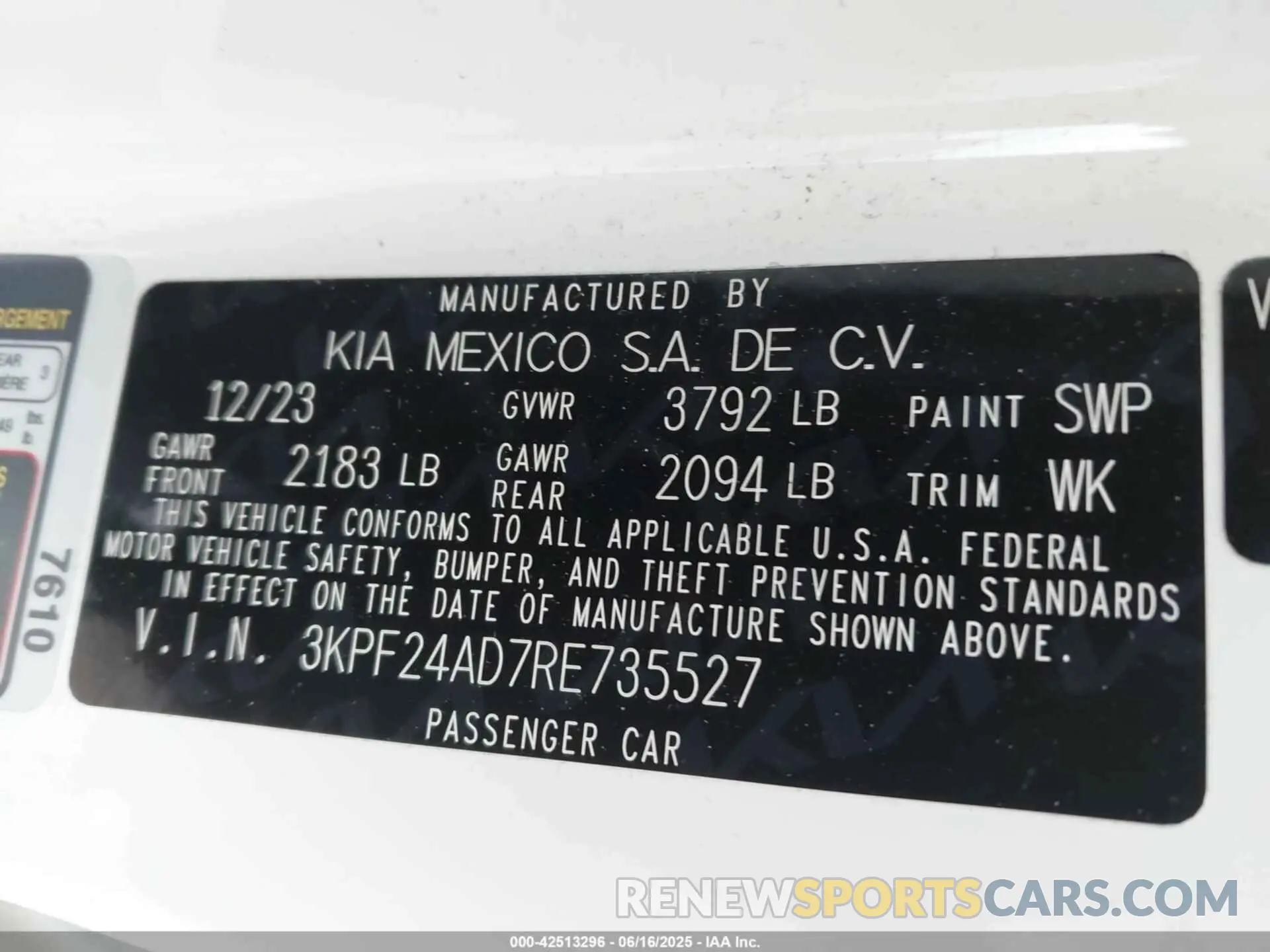 9 Фотография поврежденного автомобиля 3KPF24AD7RE735527 KIA FORTE 2024