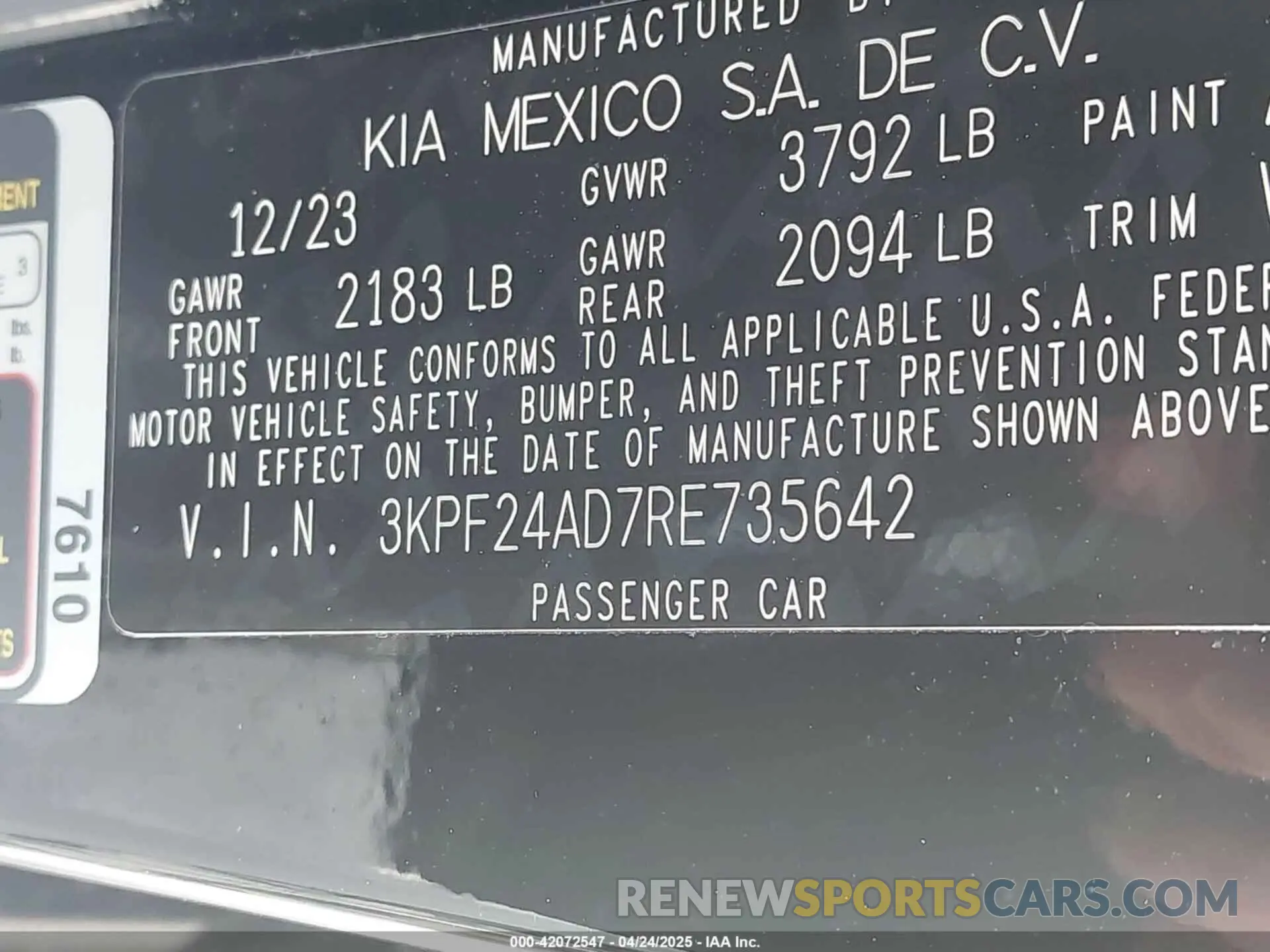 9 Фотография поврежденного автомобиля 3KPF24AD7RE735642 KIA FORTE 2024