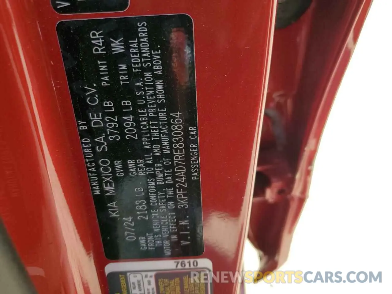 13 Фотография поврежденного автомобиля 3KPF24AD7RE830864 KIA FORTE 2024