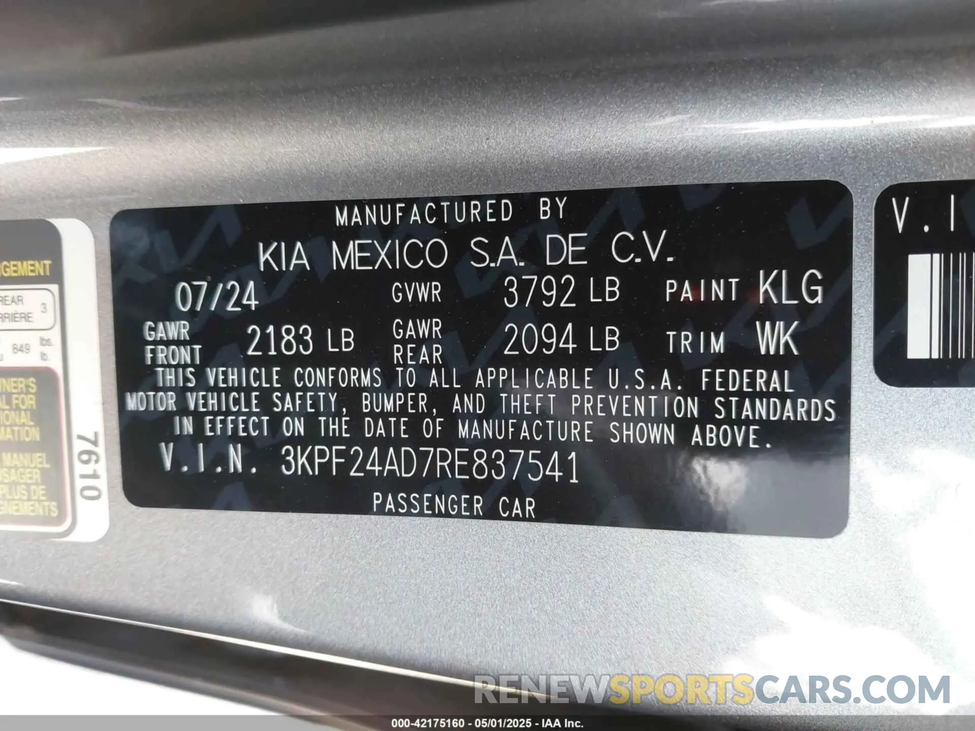 9 Фотография поврежденного автомобиля 3KPF24AD7RE837541 KIA FORTE 2024