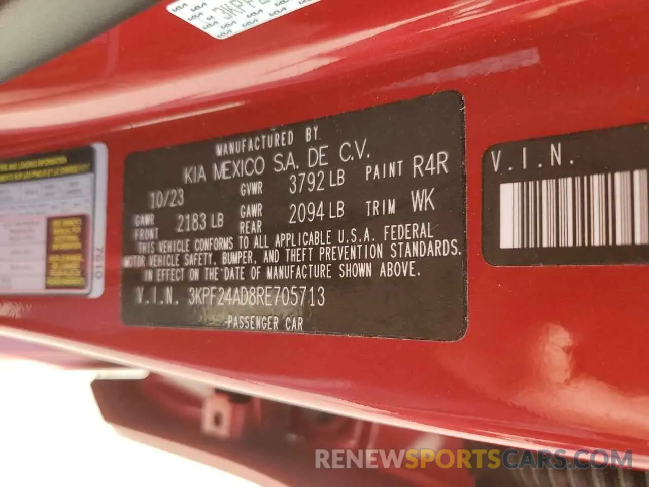 14 Фотография поврежденного автомобиля 3KPF24AD8RE705713 KIA FORTE 2024
