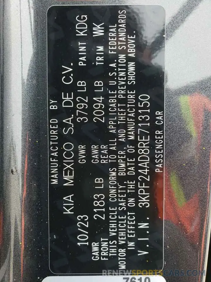13 Фотография поврежденного автомобиля 3KPF24AD8RE713150 KIA FORTE 2024