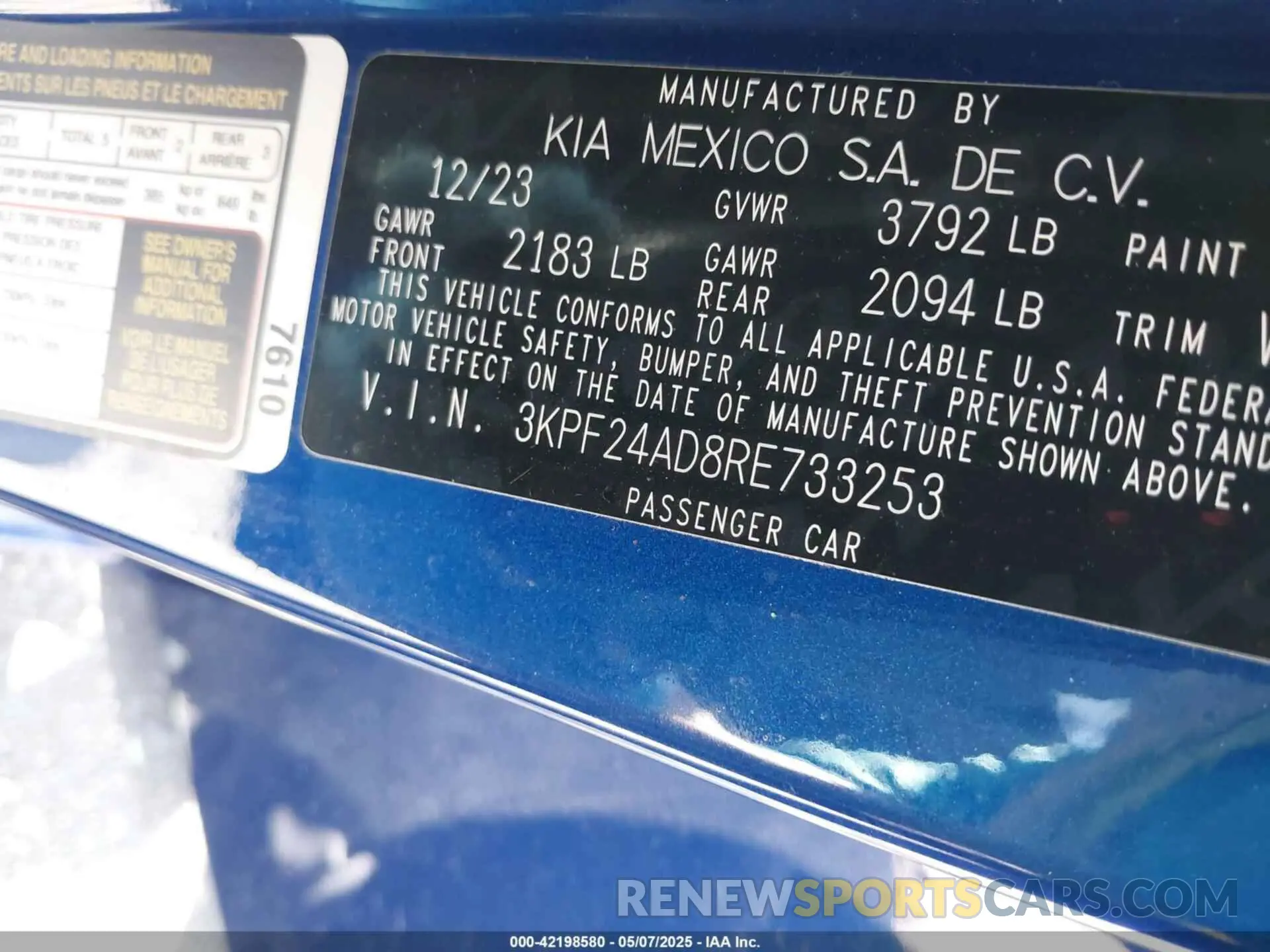 9 Фотография поврежденного автомобиля 3KPF24AD8RE733253 KIA FORTE 2024