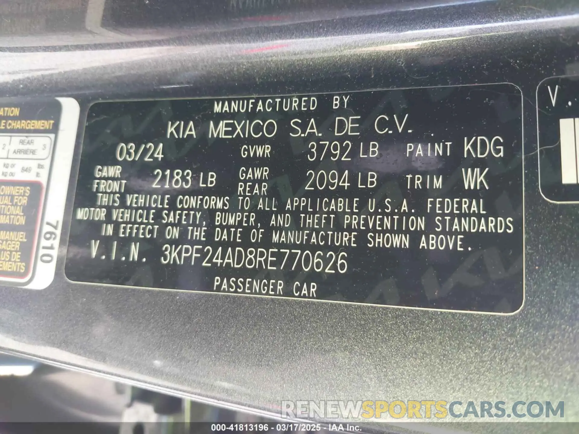 9 Photograph of a damaged car 3KPF24AD8RE770626 KIA FORTE 2024
