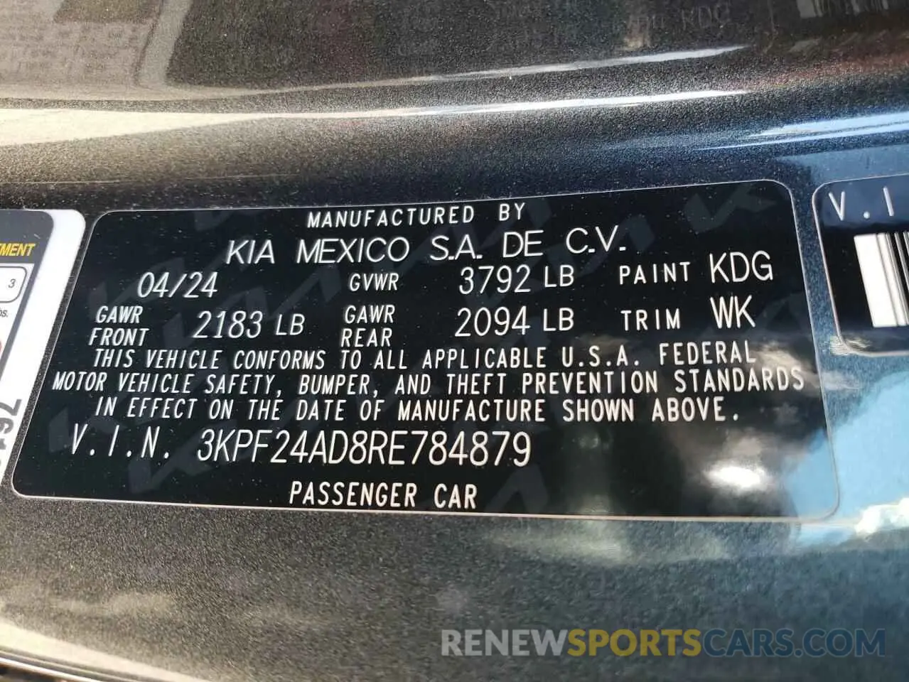 12 Photograph of a damaged car 3KPF24AD8RE784879 KIA FORTE 2024