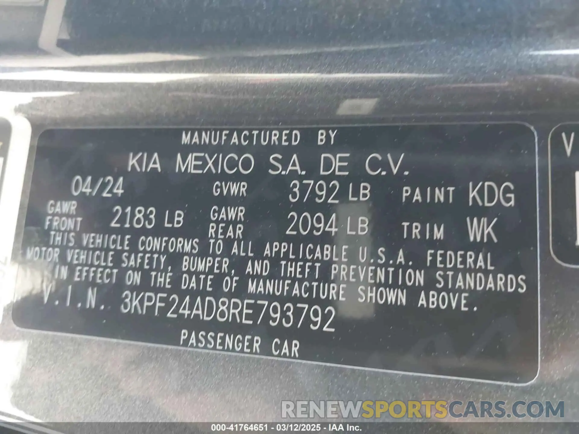 9 Photograph of a damaged car 3KPF24AD8RE793792 KIA FORTE 2024