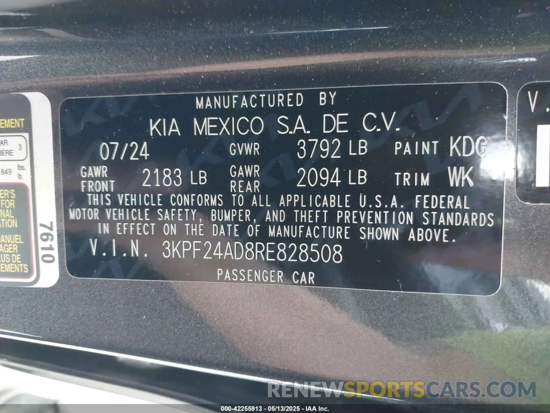9 Фотография поврежденного автомобиля 3KPF24AD8RE828508 KIA FORTE 2024