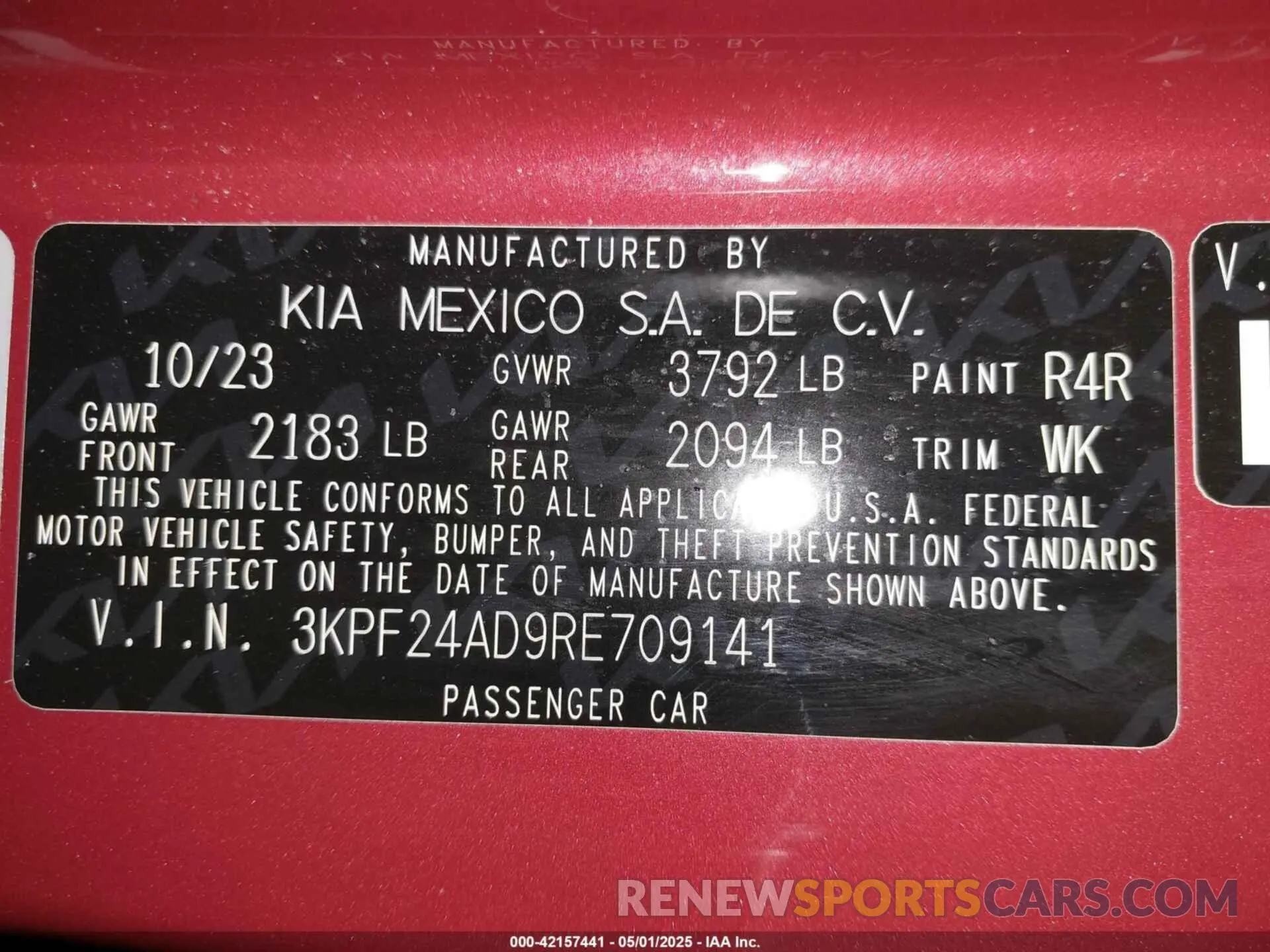 9 Photograph of a damaged car 3KPF24AD9RE709141 KIA FORTE 2024