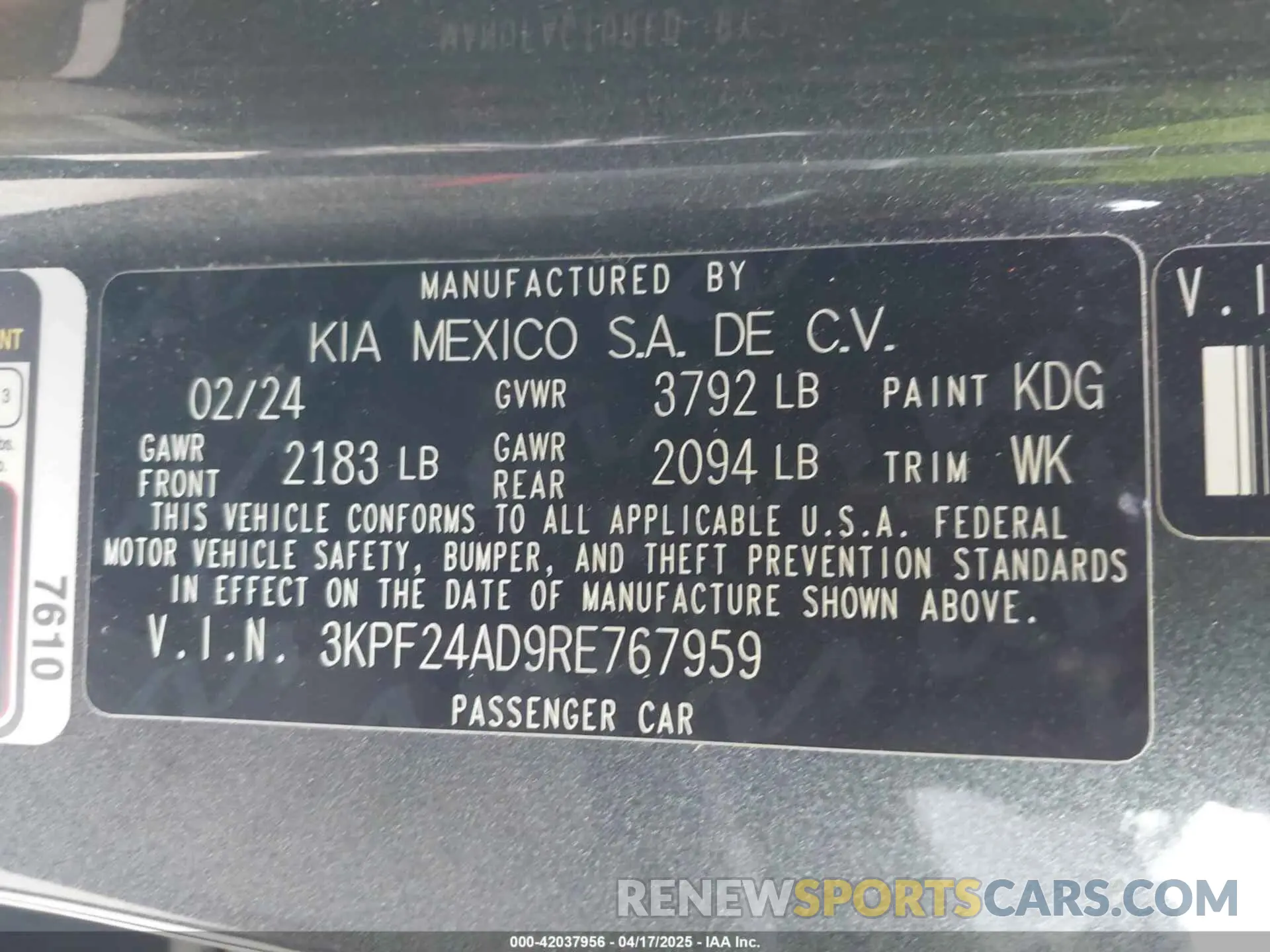 9 Photograph of a damaged car 3KPF24AD9RE767959 KIA FORTE 2024