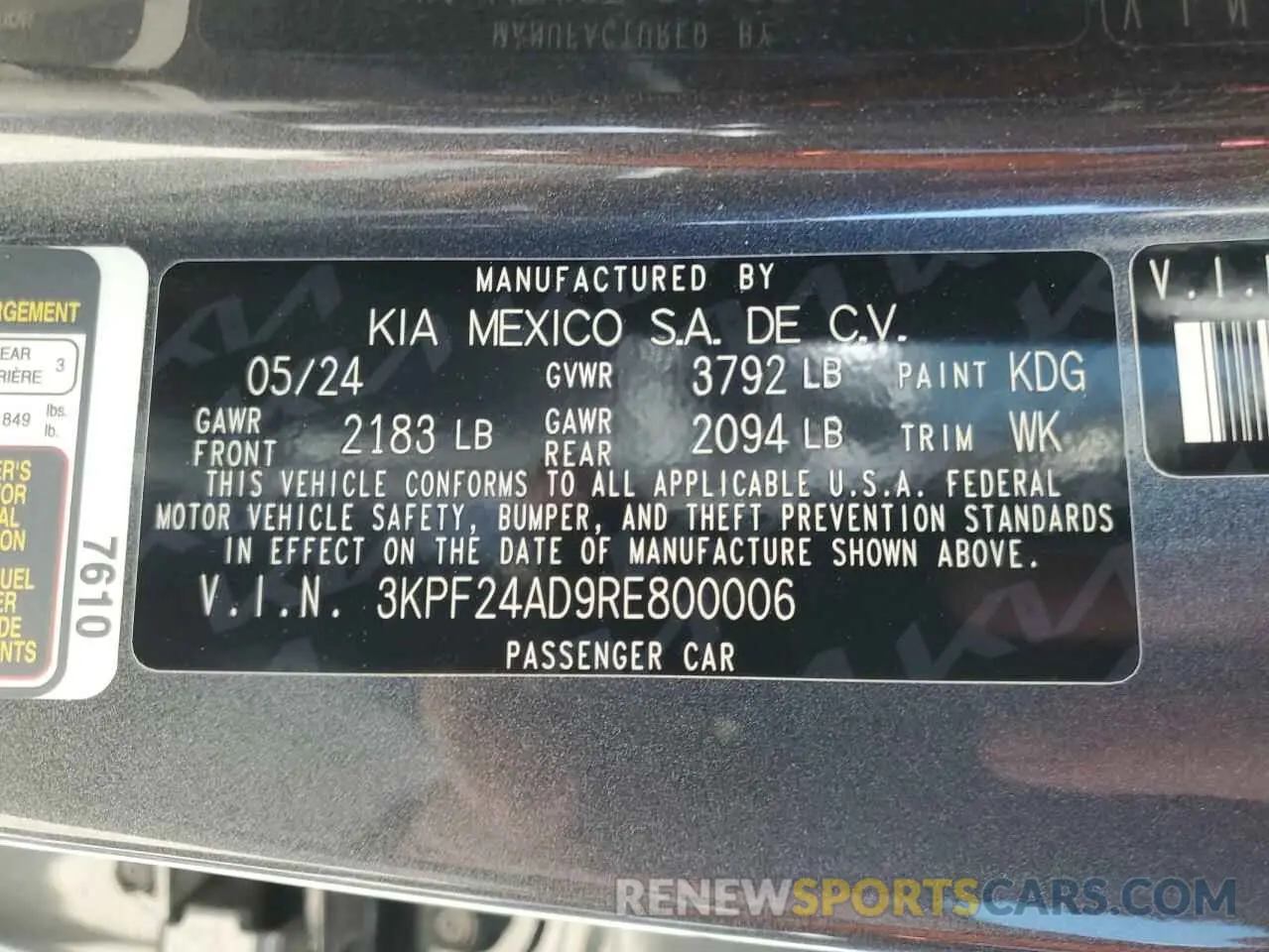 13 Photograph of a damaged car 3KPF24AD9RE800006 KIA FORTE 2024
