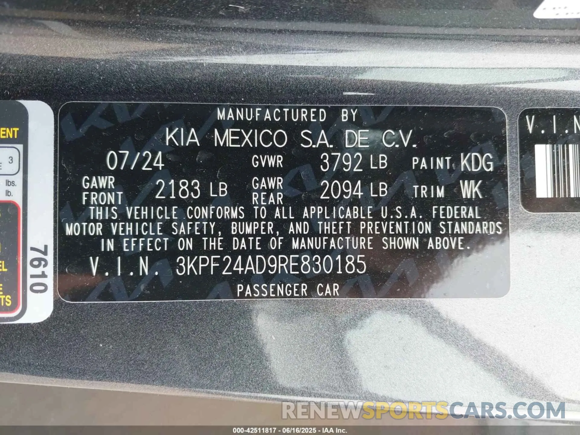 9 Фотография поврежденного автомобиля 3KPF24AD9RE830185 KIA FORTE 2024