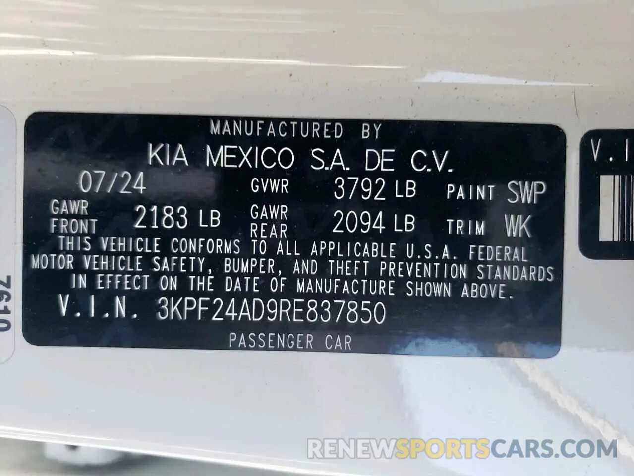 12 Photograph of a damaged car 3KPF24AD9RE837850 KIA FORTE 2024