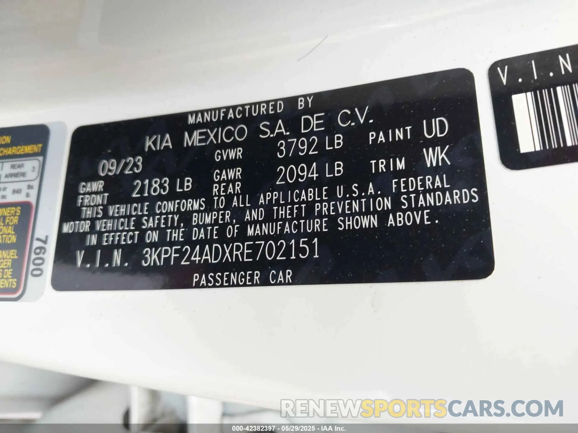 9 Photograph of a damaged car 3KPF24ADXRE702151 KIA FORTE 2024
