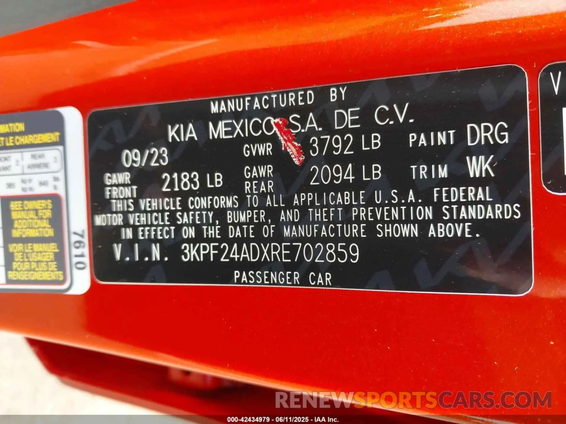9 Фотография поврежденного автомобиля 3KPF24ADXRE702859 KIA FORTE 2024