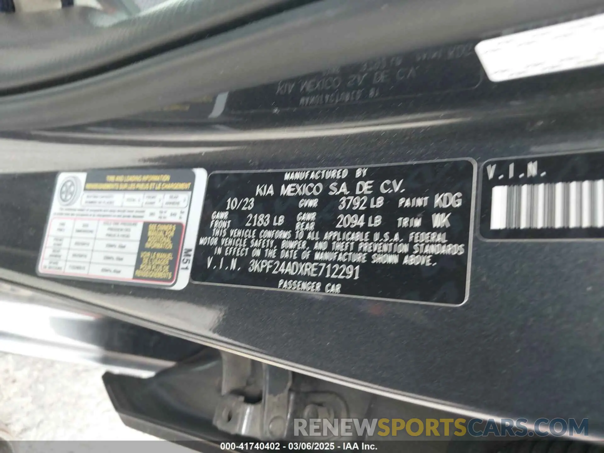 9 Фотография поврежденного автомобиля 3KPF24ADXRE712291 KIA FORTE 2024
