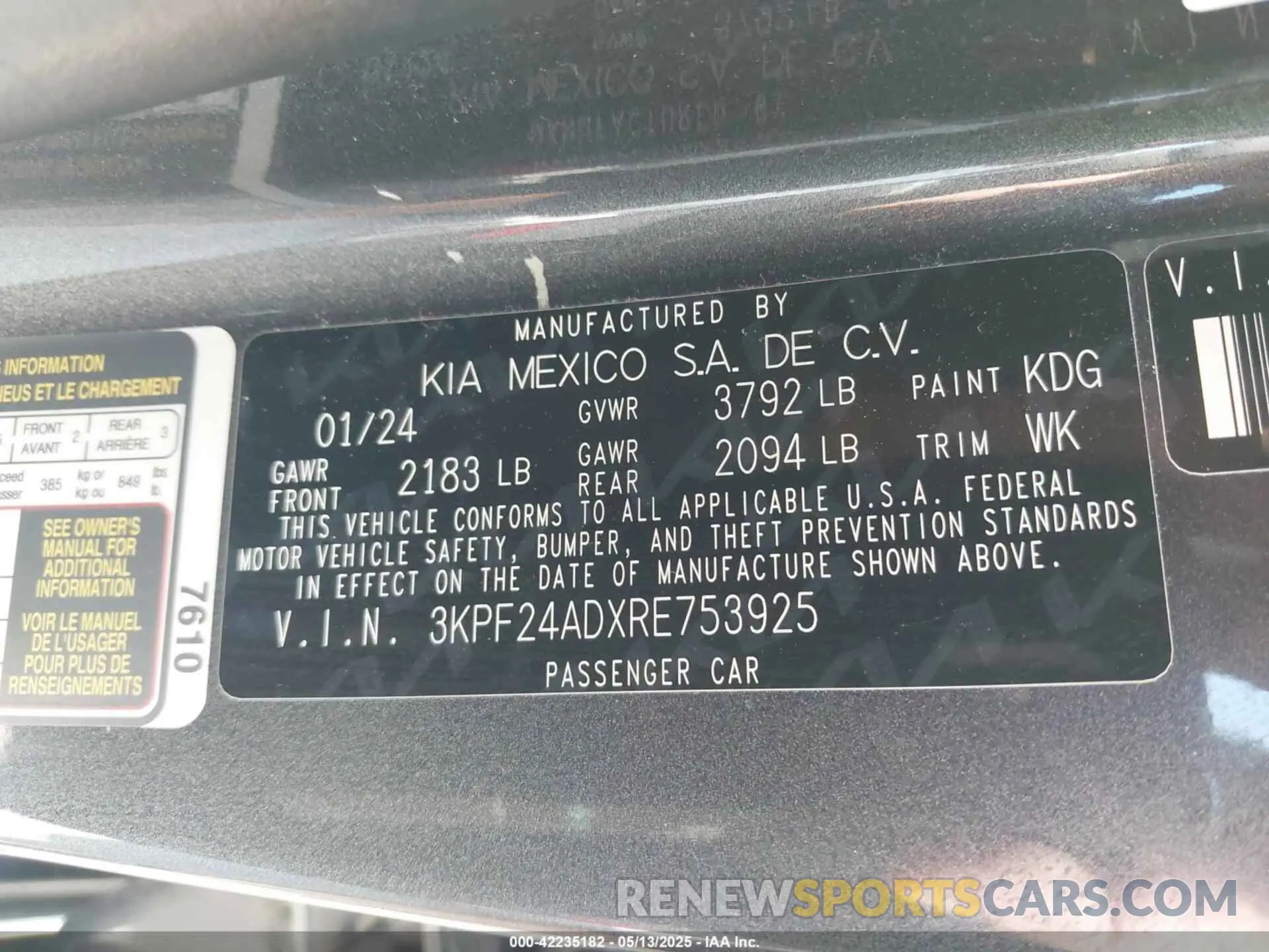 9 Photograph of a damaged car 3KPF24ADXRE753925 KIA FORTE 2024