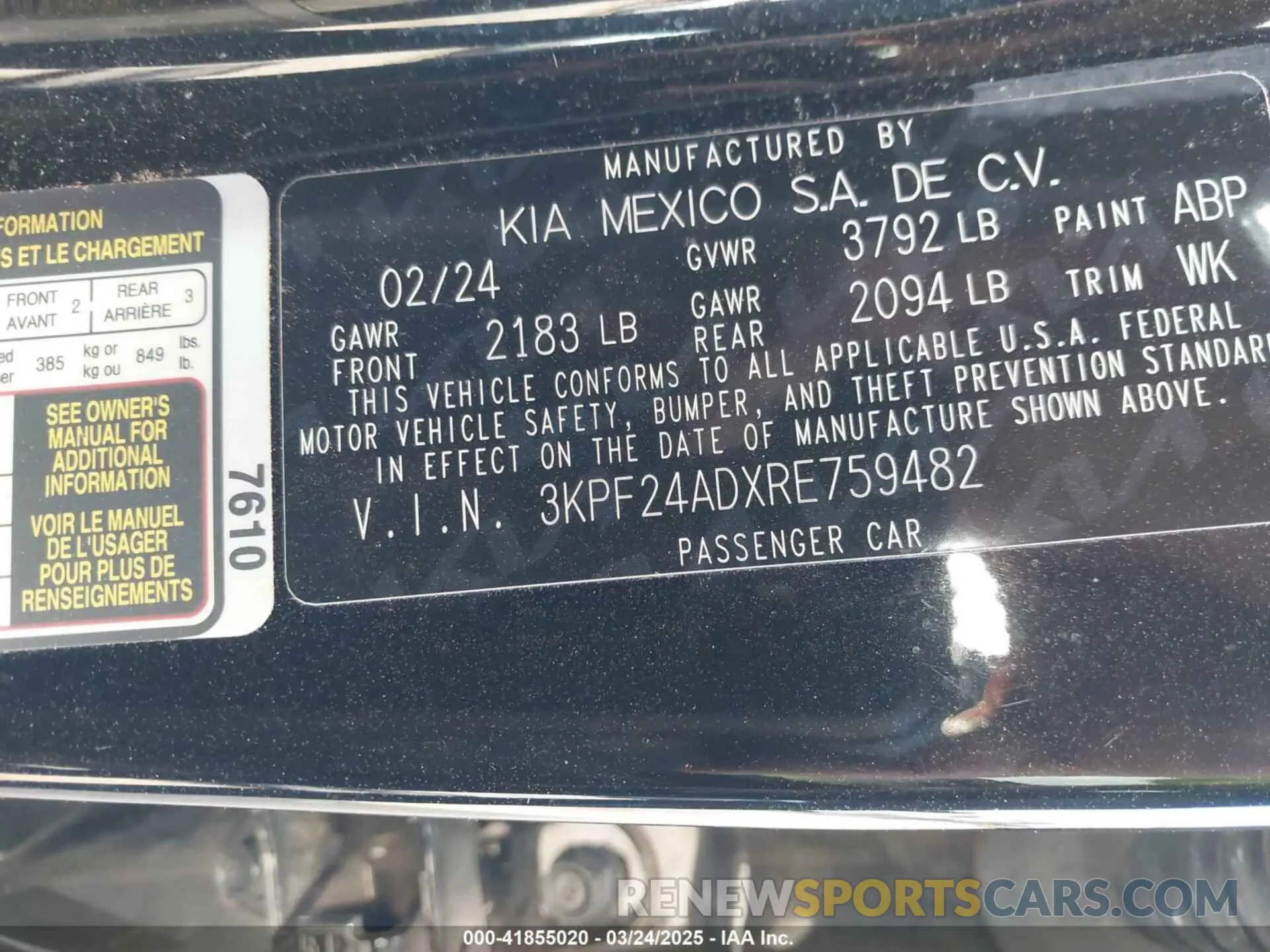 9 Photograph of a damaged car 3KPF24ADXRE759482 KIA FORTE 2024