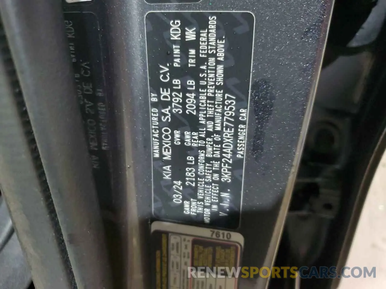 13 Фотография поврежденного автомобиля 3KPF24ADXRE779537 KIA FORTE 2024
