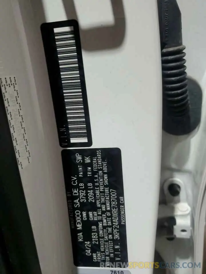 12 Фотография поврежденного автомобиля 3KPF24ADXRE787007 KIA FORTE 2024