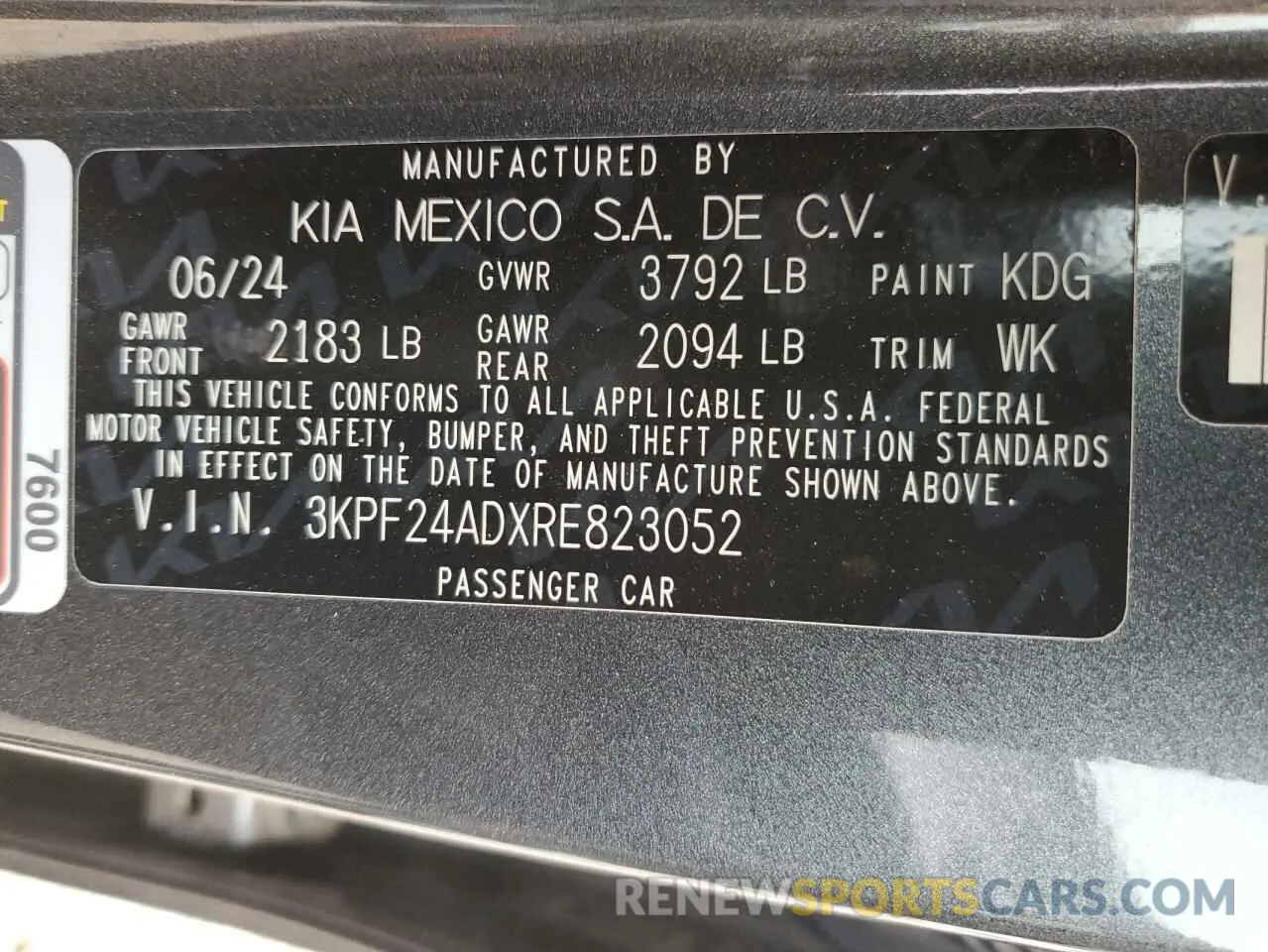 14 Photograph of a damaged car 3KPF24ADXRE823052 KIA FORTE 2024