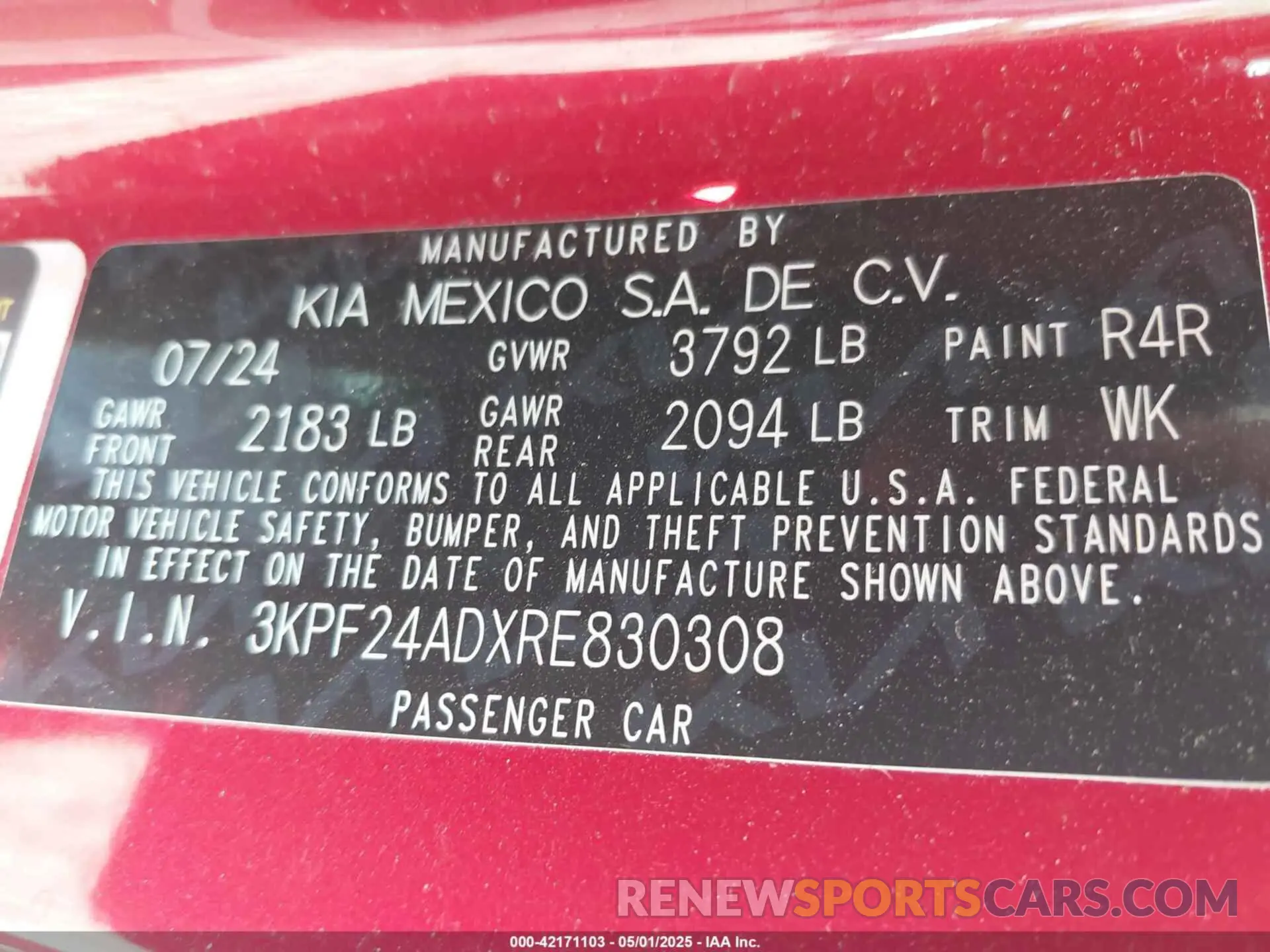 9 Фотография поврежденного автомобиля 3KPF24ADXRE830308 KIA FORTE 2024
