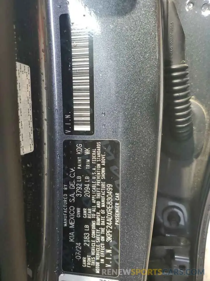 12 Photograph of a damaged car 3KPF24ADXRE830499 KIA FORTE 2024
