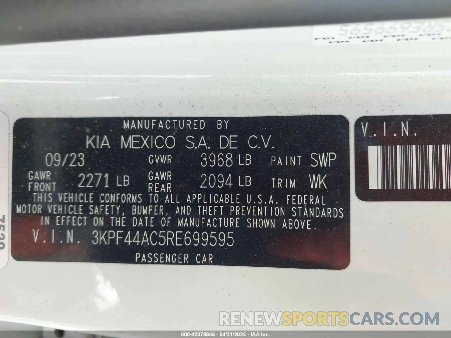 9 Фотография поврежденного автомобиля 3KPF44AC5RE699595 KIA FORTE 2024