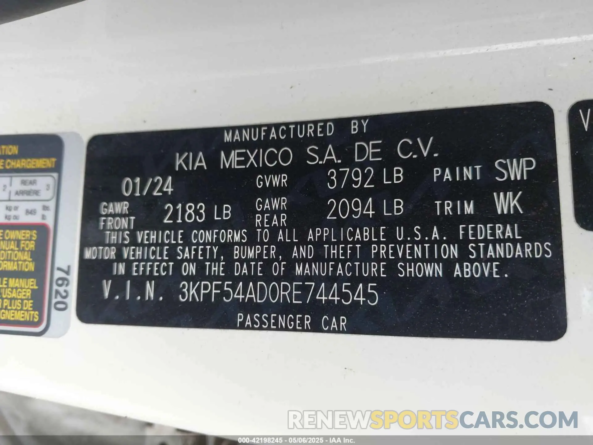 9 Фотография поврежденного автомобиля 3KPF54AD0RE744545 KIA FORTE 2024
