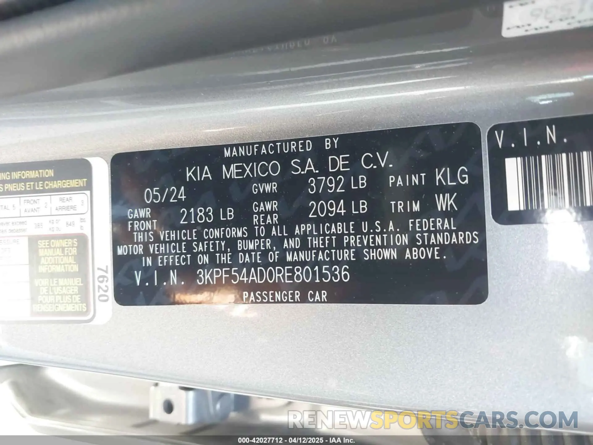 9 Фотография поврежденного автомобиля 3KPF54AD0RE801536 KIA FORTE 2024