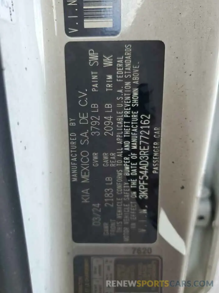 12 Фотография поврежденного автомобиля 3KPF54AD3RE772162 KIA FORTE 2024