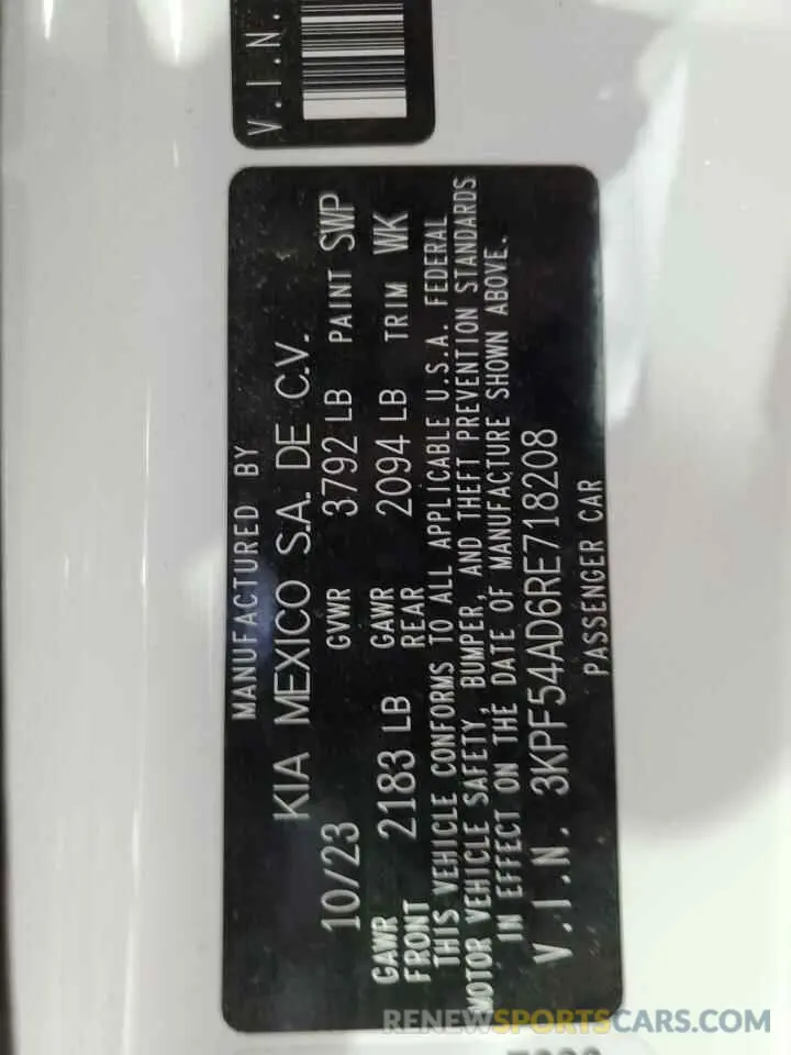 12 Фотография поврежденного автомобиля 3KPF54AD6RE718208 KIA FORTE 2024