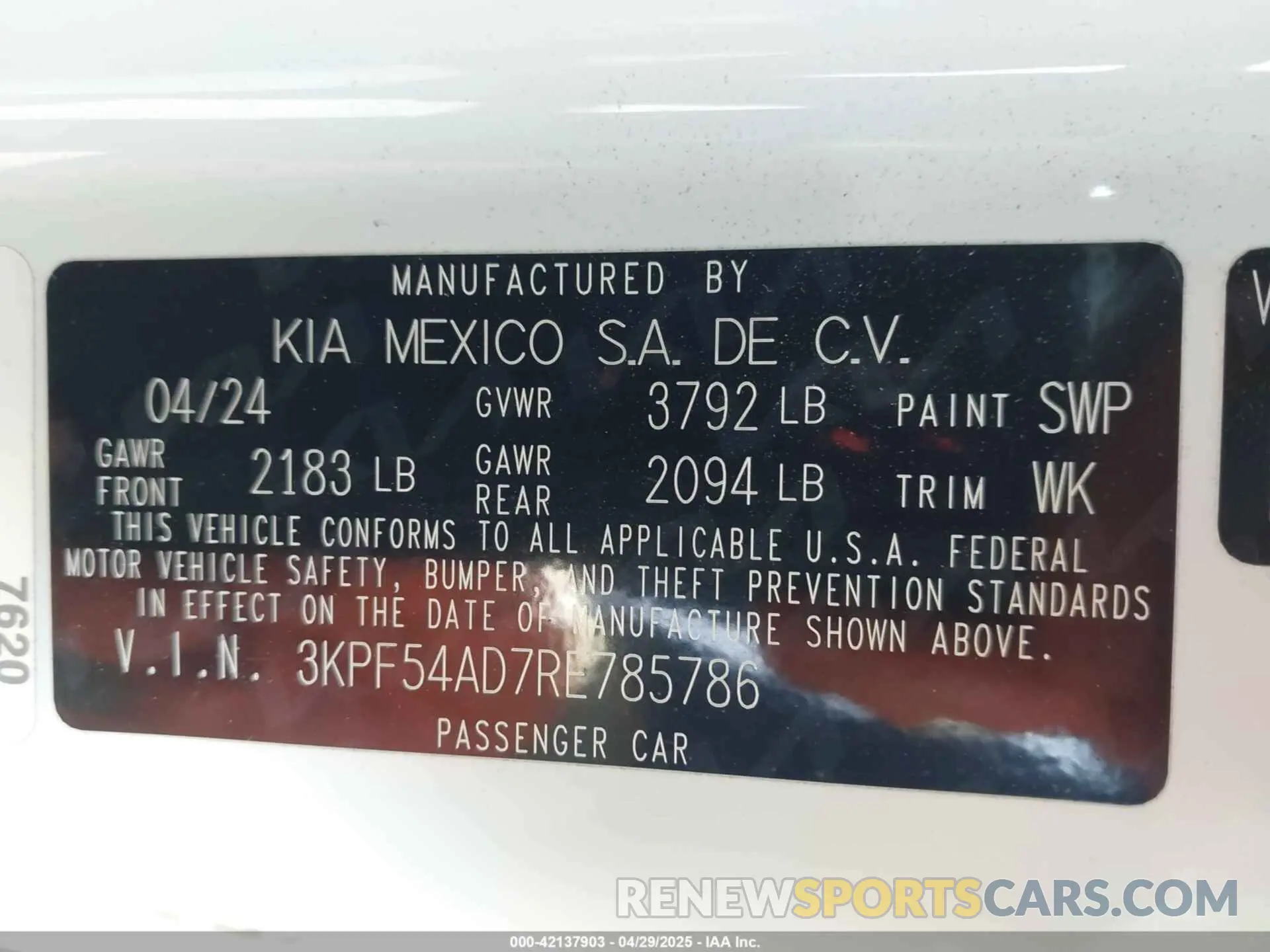 9 Фотография поврежденного автомобиля 3KPF54AD7RE785786 KIA FORTE 2024