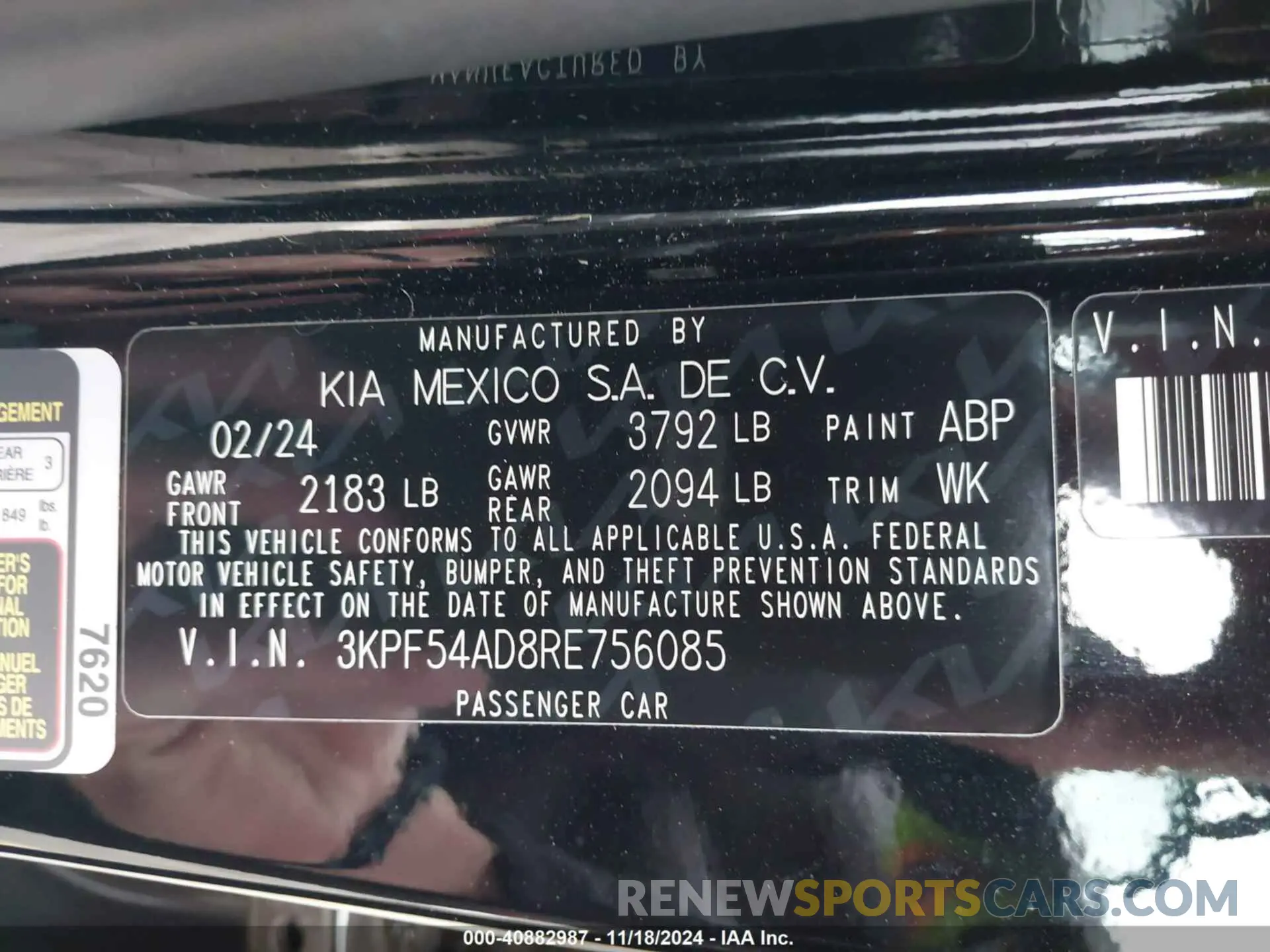 9 Фотография поврежденного автомобиля 3KPF54AD8RE756085 KIA FORTE 2024