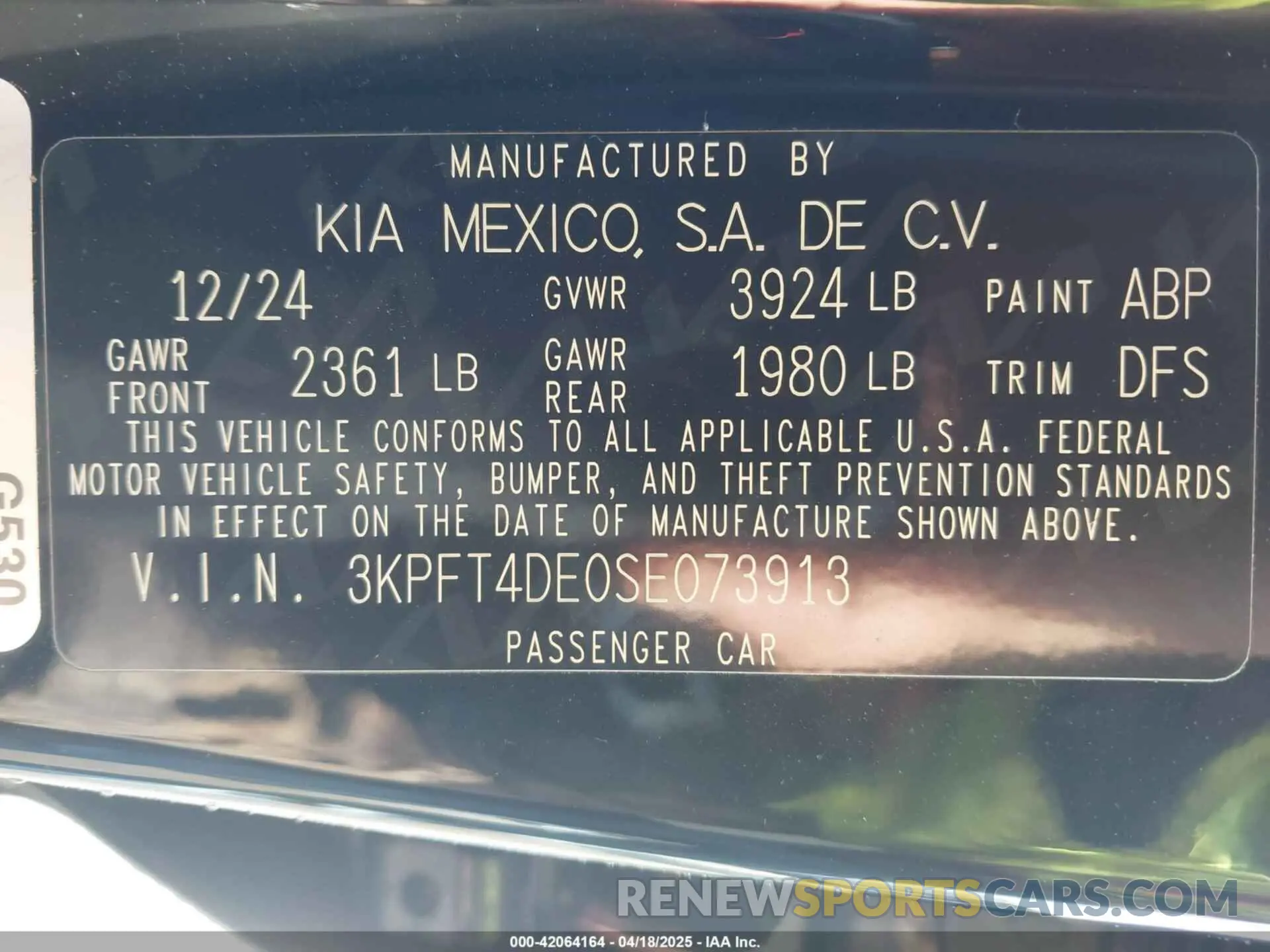 9 Фотография поврежденного автомобиля 3KPFT4DE0SE073913 KIA K4 2025