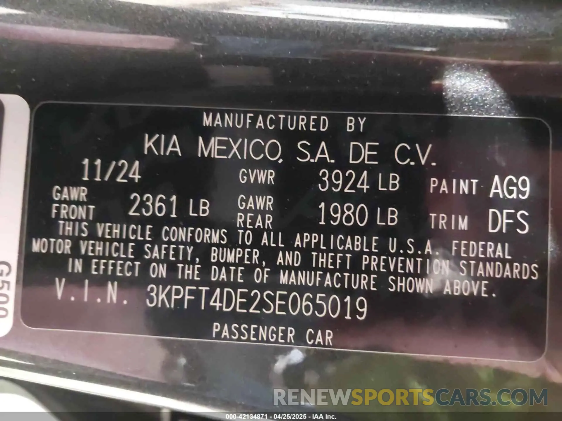 9 Фотография поврежденного автомобиля 3KPFT4DE2SE065019 KIA K4 2025