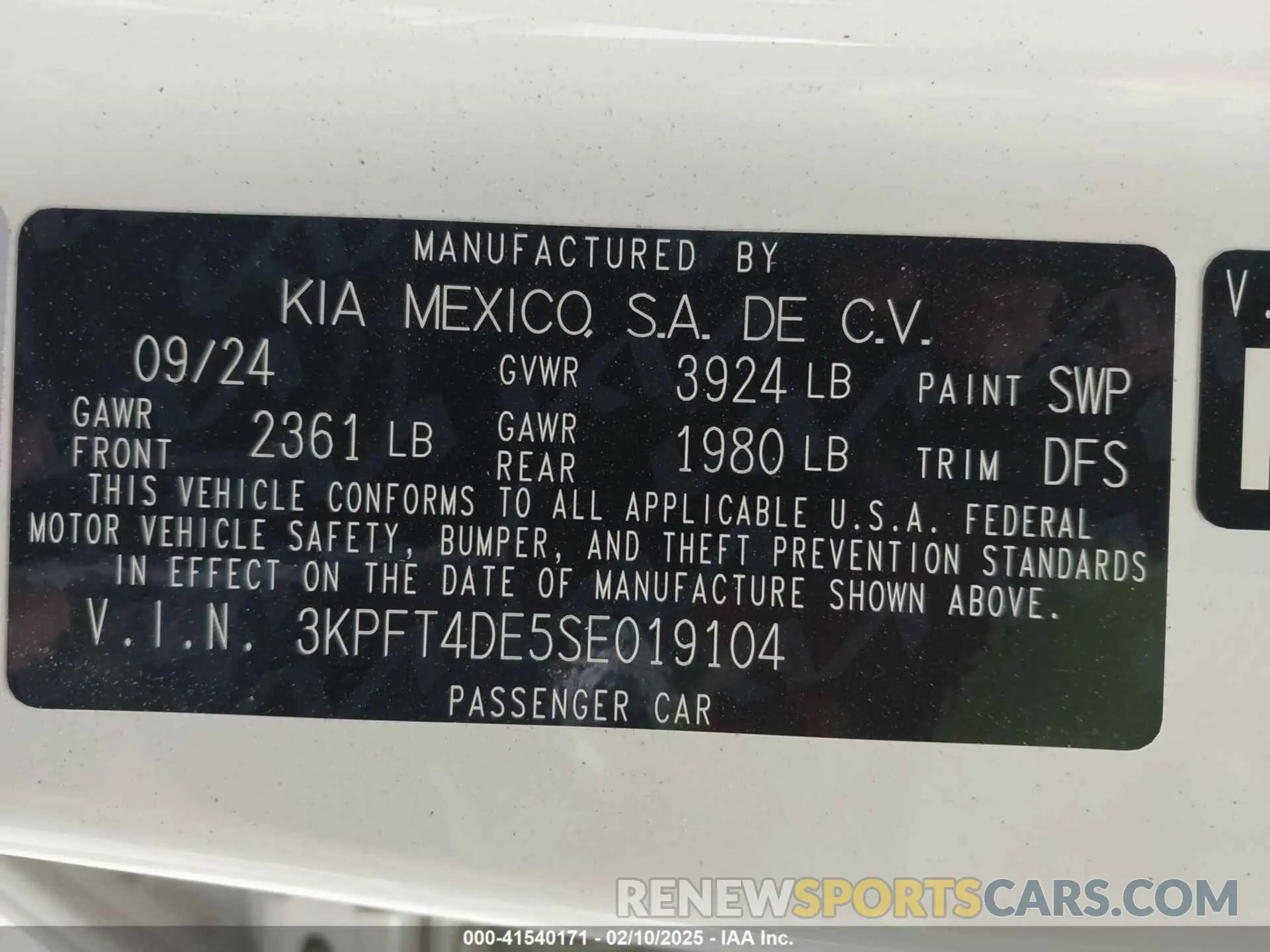 9 Фотография поврежденного автомобиля 3KPFT4DE5SE019104 KIA K4 2025