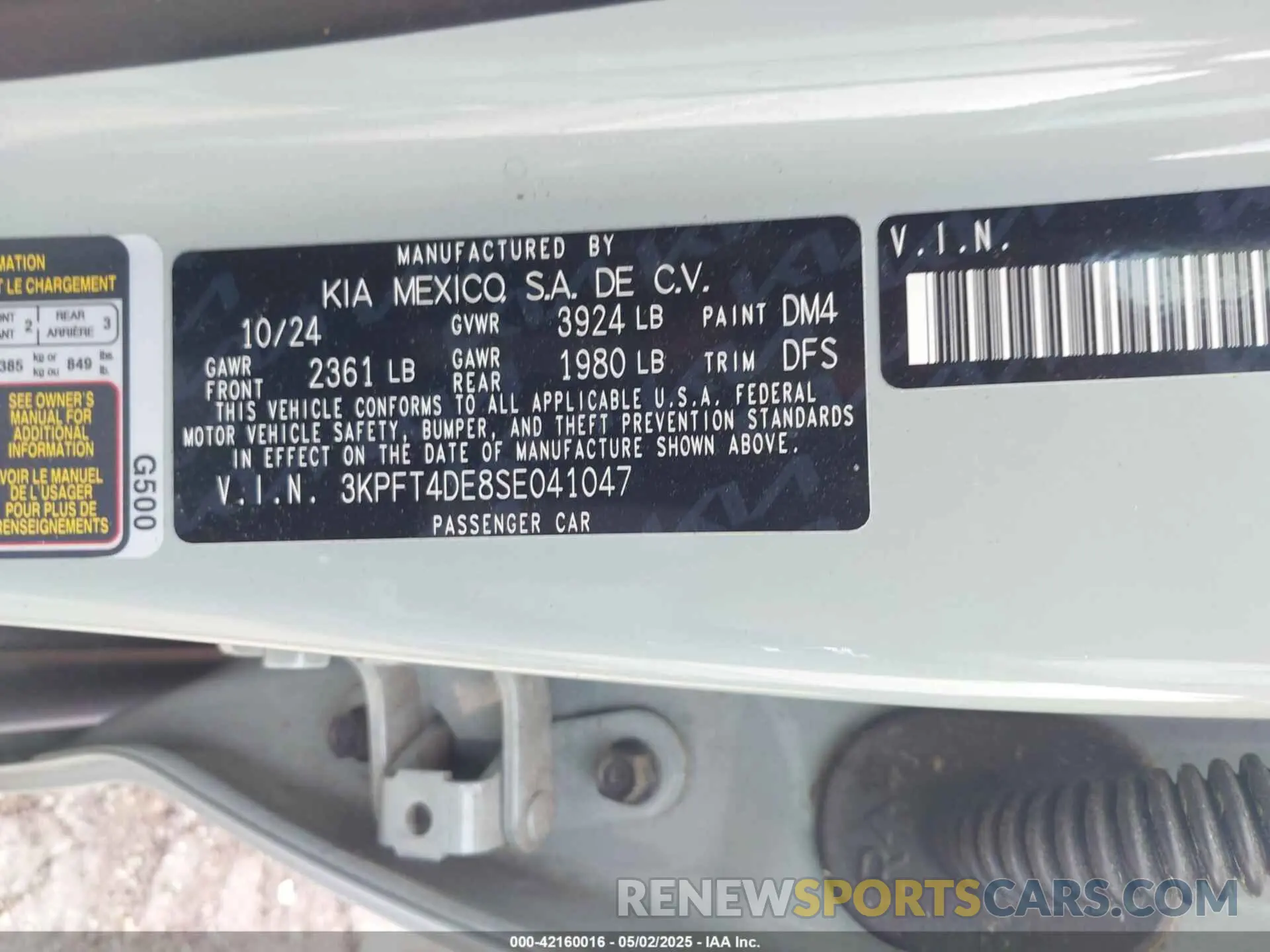 9 Фотография поврежденного автомобиля 3KPFT4DE8SE041047 KIA K4 2025