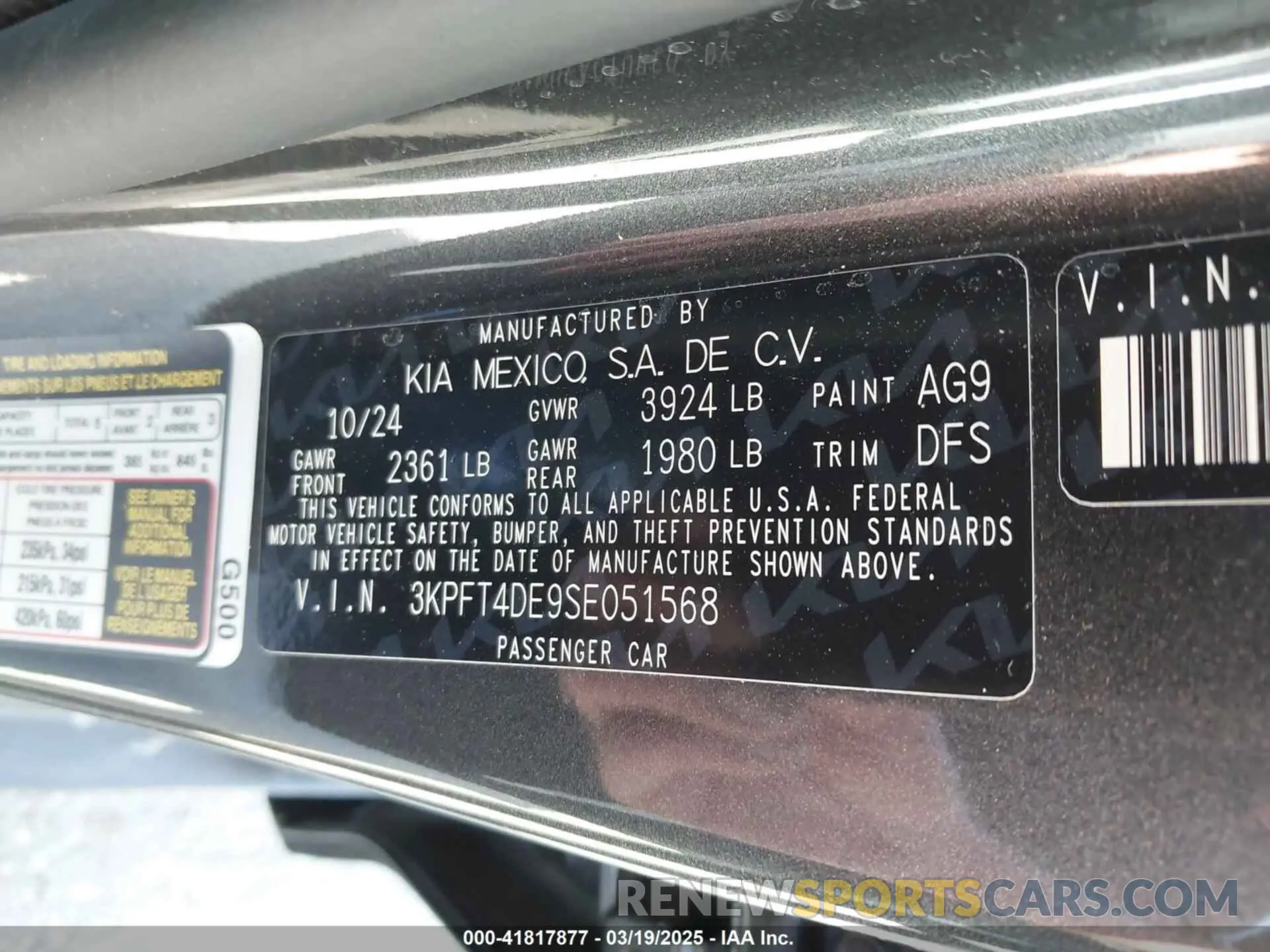 9 Фотография поврежденного автомобиля 3KPFT4DE9SE051568 KIA K4 2025