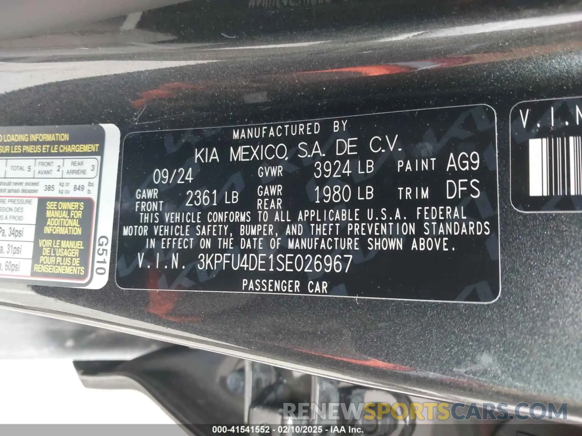 9 Фотография поврежденного автомобиля 3KPFU4DE1SE026967 KIA K4 2025