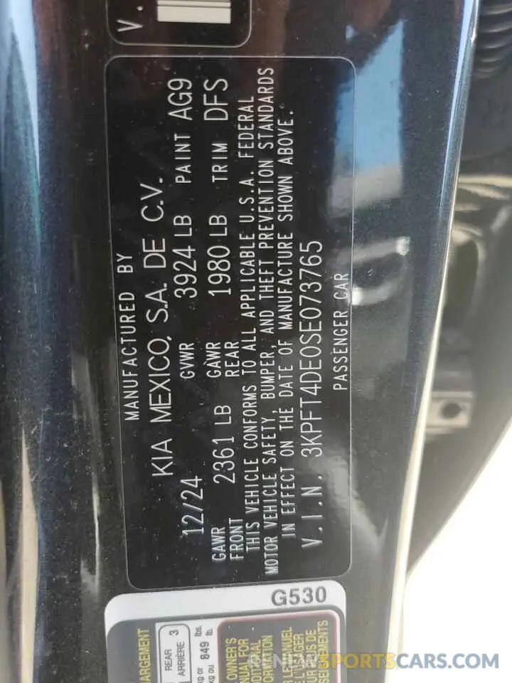 12 Photograph of a damaged car 3KPFT4DE0SE073765 KIA K4 LX 2025